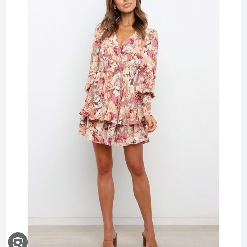 Petal & Pup Pink Floral Tiered Mini Dress